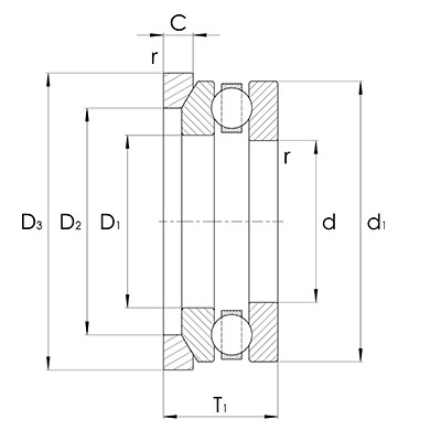 Axial deep groove ball bearing