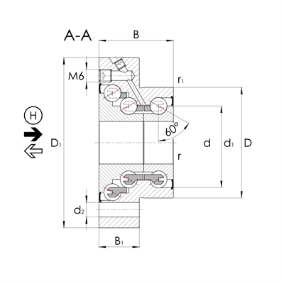 Axial angular contact ball bearing - DKLFA2080-2RS