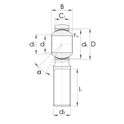 Radial-Gelenkkopf GAKR..PW Rechtsgewinde, Außen