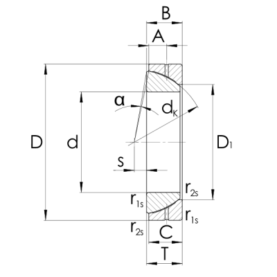 Angular contact spherical plain bearing GE..SX