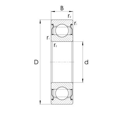 High temp. Deep groove ball bearing 63..-2Z/VA208