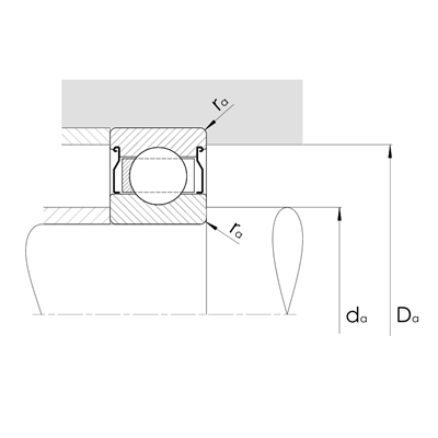 High temp. Deep groove ball bearing 62..-2Z/VA228