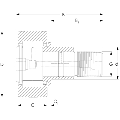 ballig, mit Axialführung