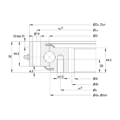 Four-point contact slewing bearing VSI 20