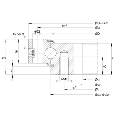 Four-point contact slewing bearing VSI 25
