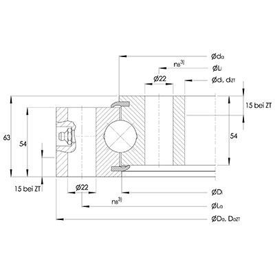 Four-point contact slewing bearing VSU 25