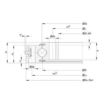 Four-point contact slewing bearing VU