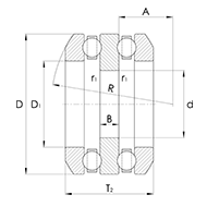 Axial-Rillenkugellager 542, beidseitg wirkend mit kugeliger Gehäusescheibe