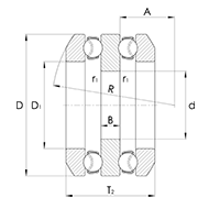 Axial-Rillenkugellager 543, beidseitg wirkend mit kugeliger Gehäusescheibe